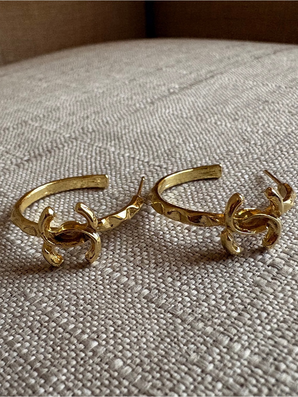 C Gold Floral Knot Hoop Earrings - Picture 3 of 5